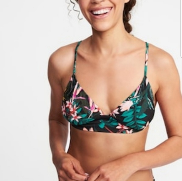 NWT BIKINI TOP TROPICAL PRINT BLACK OLD NA… - Picture 7 of 8